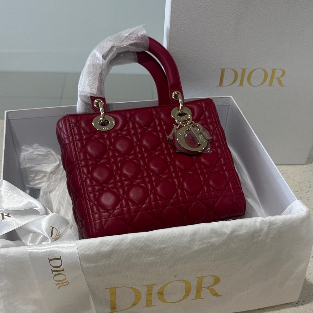 Dior Burgundy Quilted Mini Bag